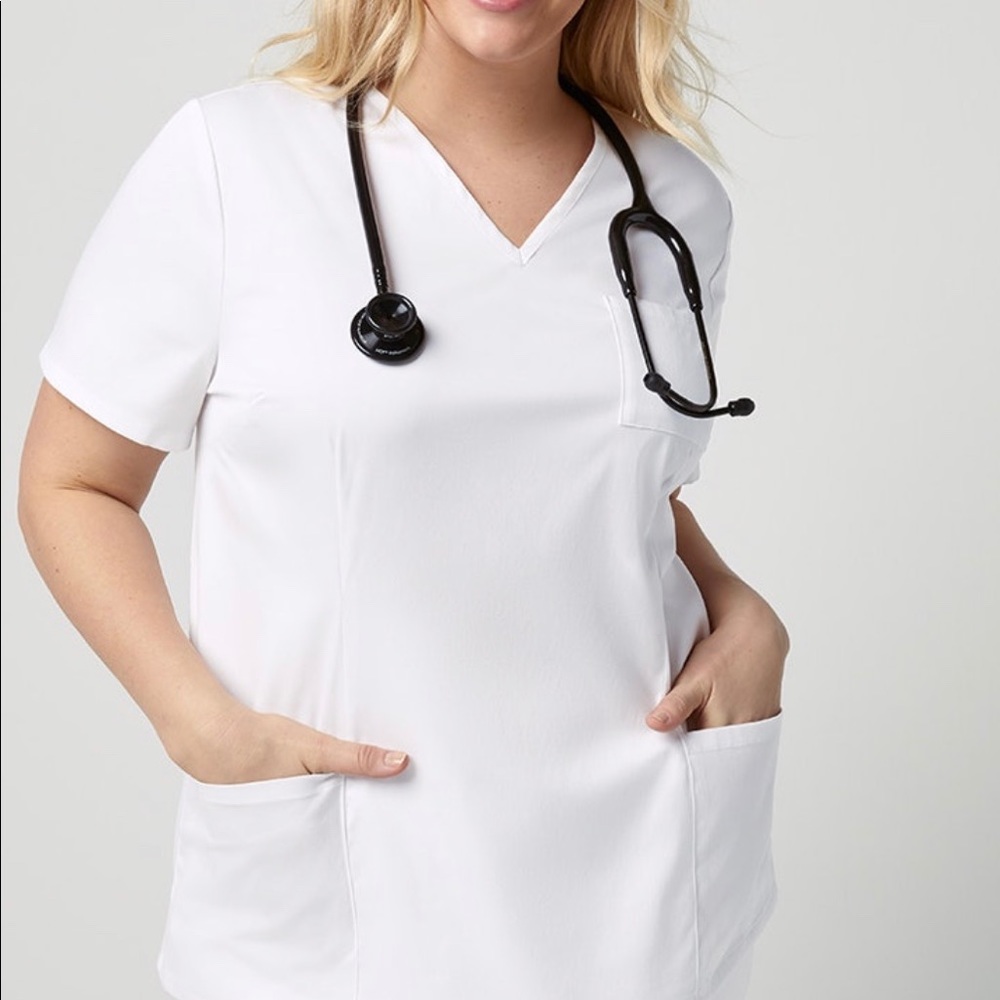 White scrub top